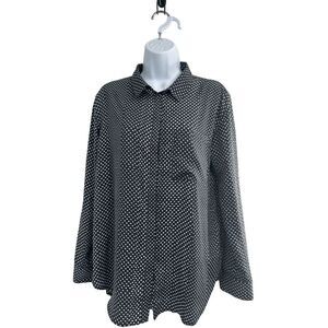 Treasure & Bond Button Down Shirt Women's  Black/White‎ Polka Dot Small